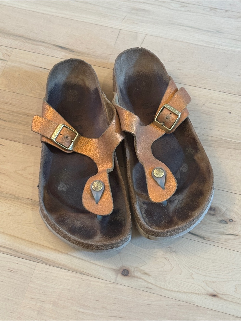 Birkenstock Gizeh sandals-Copper Metallic-Size 41-10-10.5-Hippie-Boho-Festival